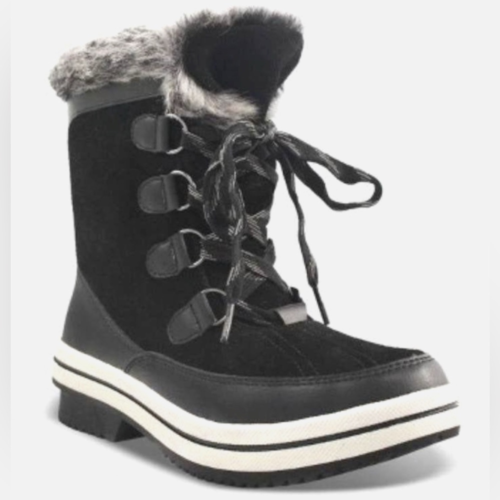 UNIVERSAL THREAD Ellysia Black Microsuede Faux Fur Winter Snow Boots Size 8